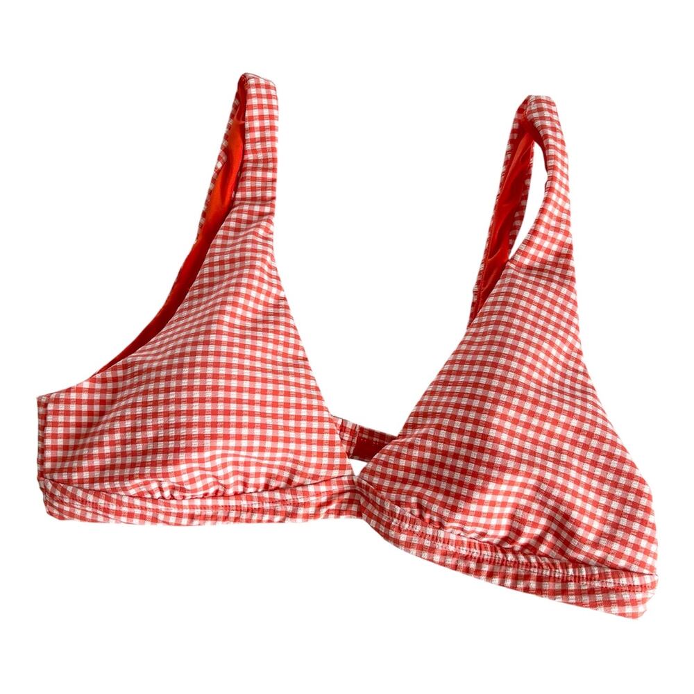 Antonio Melani Orange and White Gingham Swim Bikini Top Women’s Large NEW Summer